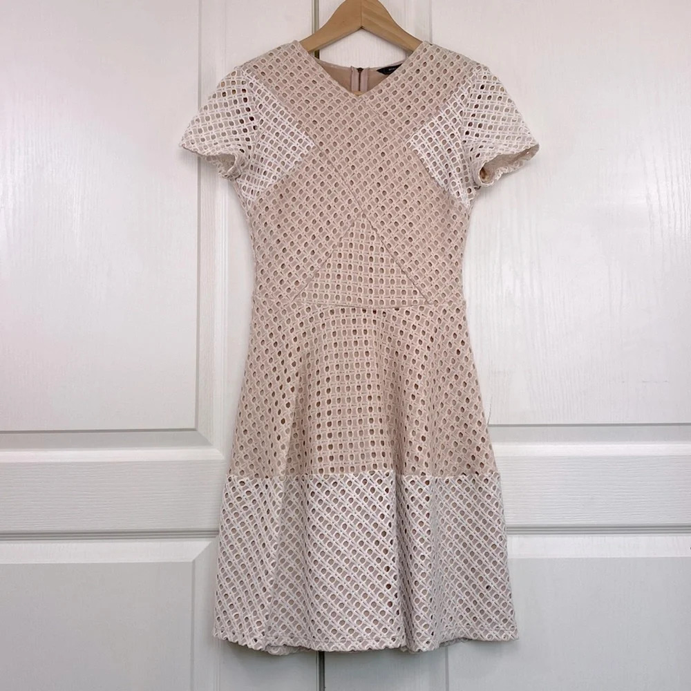BCBGMAXAZRIA 'Elyze' Lace-Blocked Dress - Picture 5 of 12